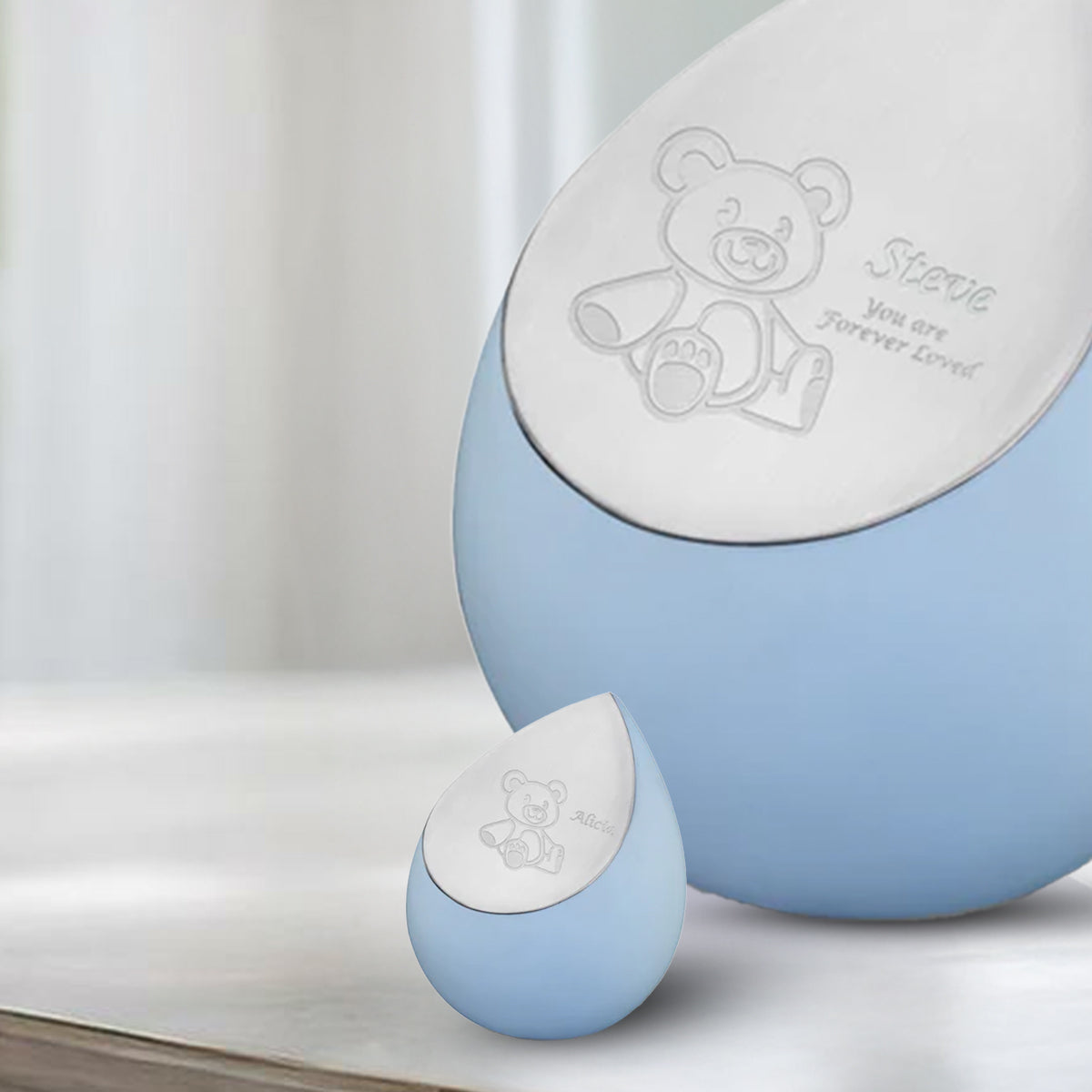 Drop Keepsake Urn Blue & Bru Pewter