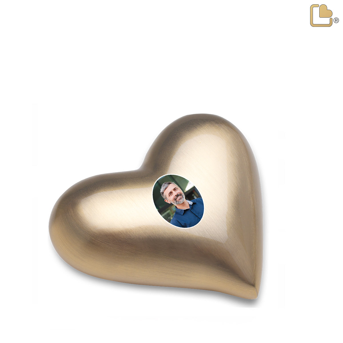 Heart Brushed Gold Portrait Cremation Urn