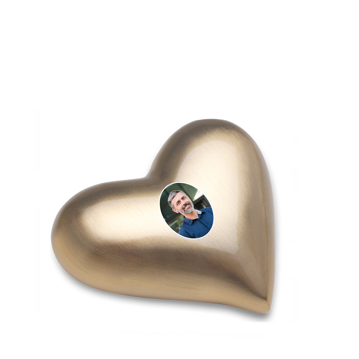 Heart Brushed Gold Portrait Cremation Urn