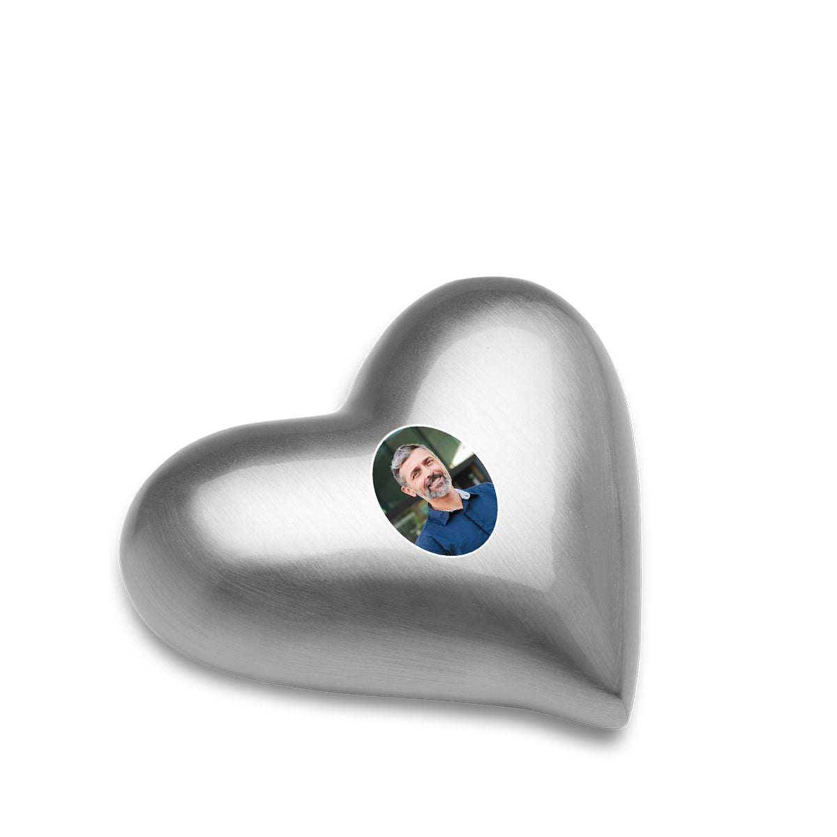 Heart Brushed Pewter Portrait Cremation Urn