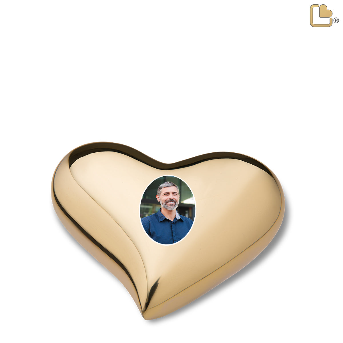 Heart Bright Gold Portrait Cremation Urn