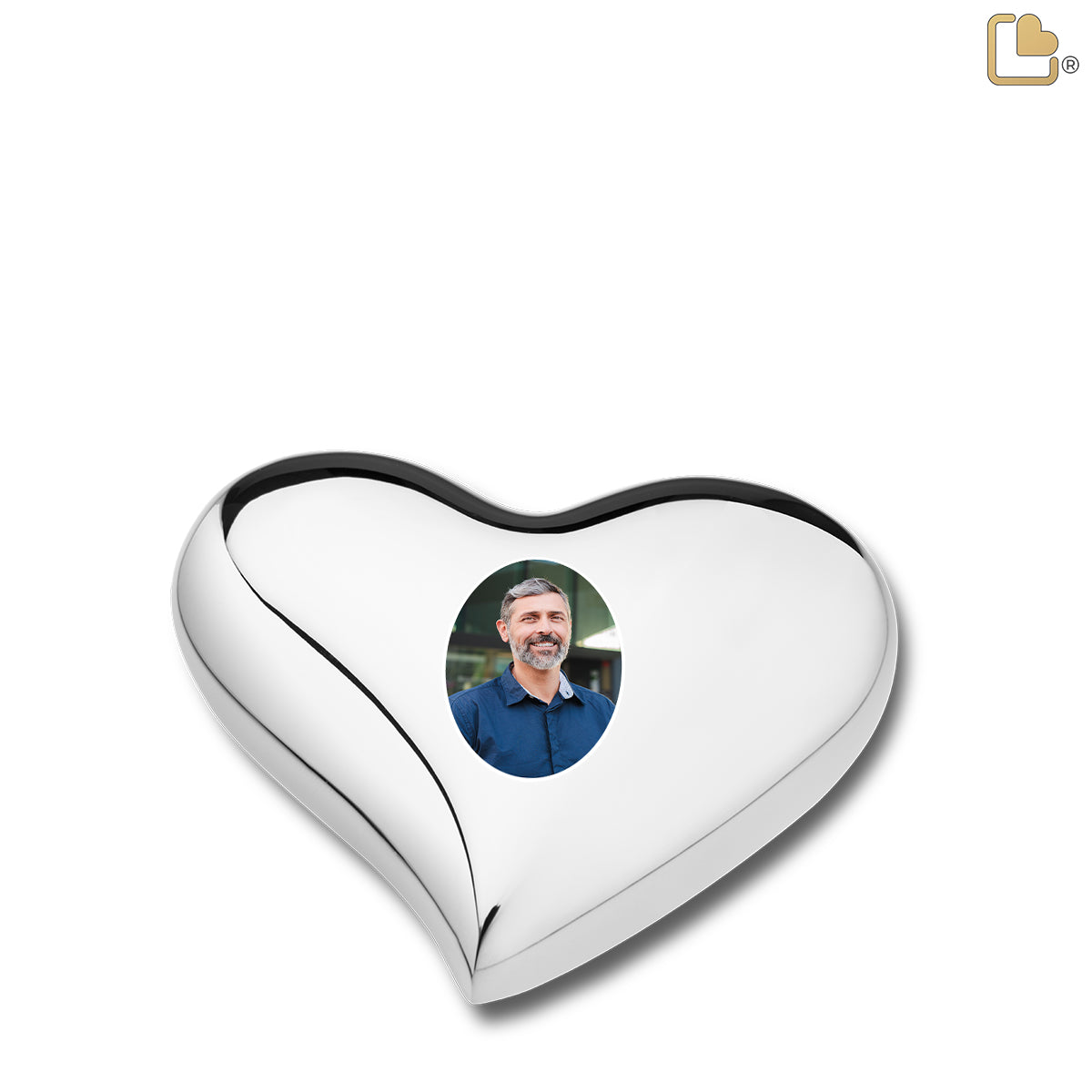 Heart Bright Silver Portrait Cremation Urn