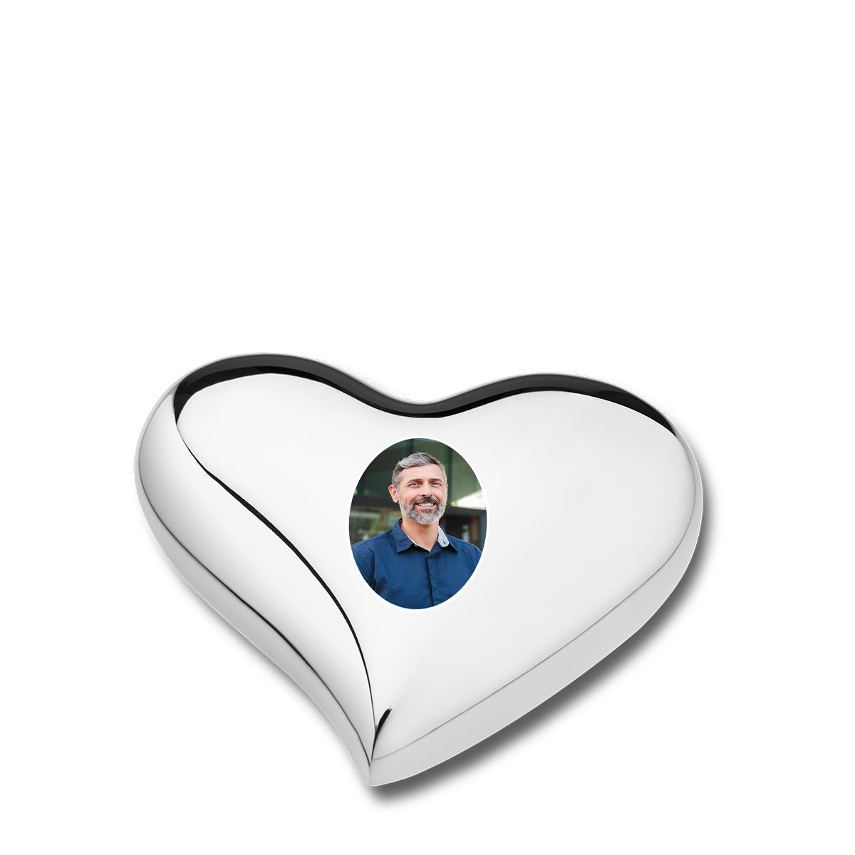 Heart Bright Silver Portrait Cremation Urn