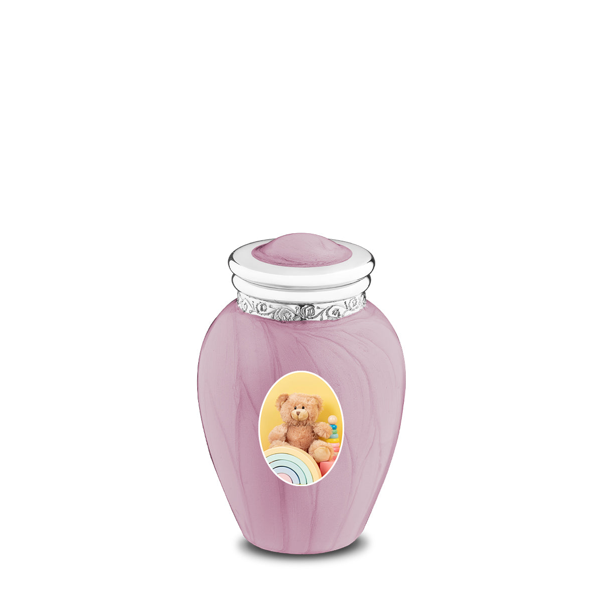 Blessing Keepsake Portrait Urn Pearl Pink & Polished Silver