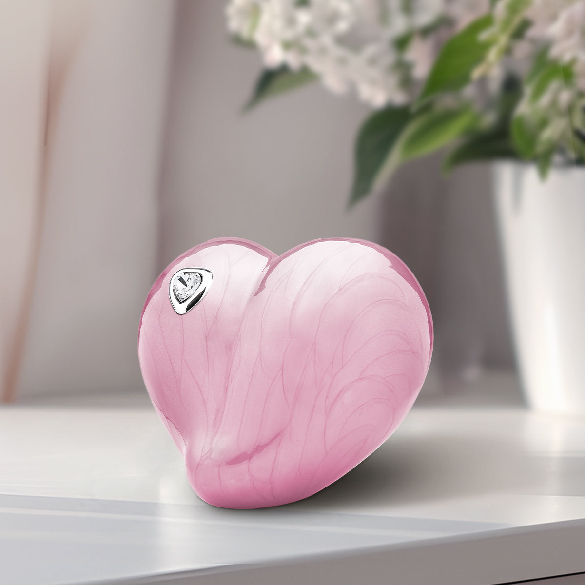 Medium LoveHeart Pink Cremation Urn