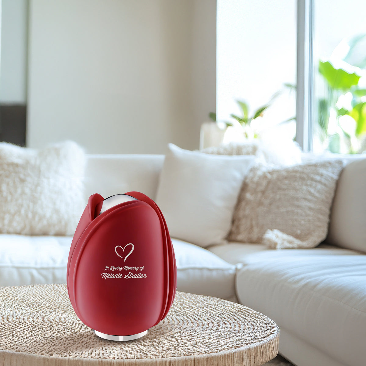 Tulip Medium Urn Red & Polished Silver