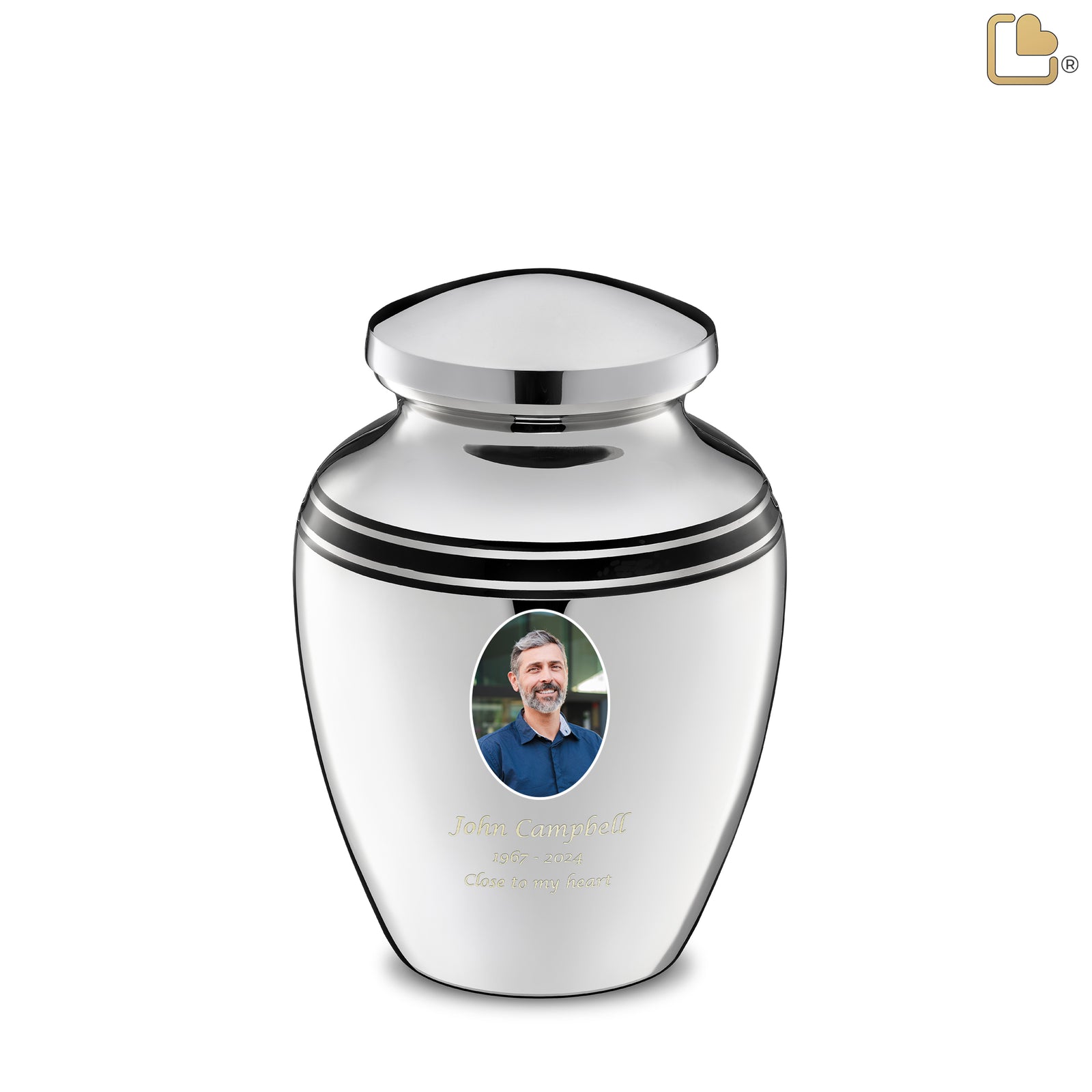 ArtDeco Portrait Medium Urn Pol Silver