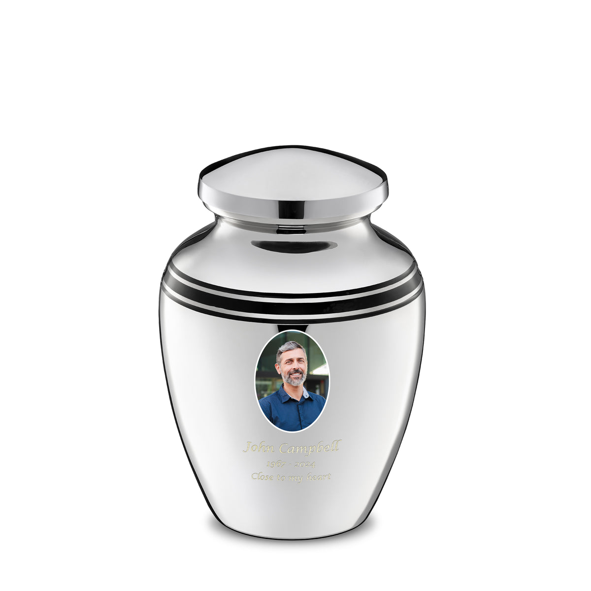 ArtDeco Portrait Medium Urn Pol Silver