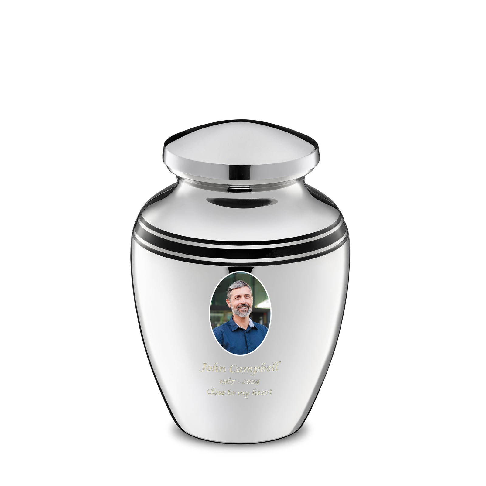 ArtDeco Portrait Medium Urn Pol Silver