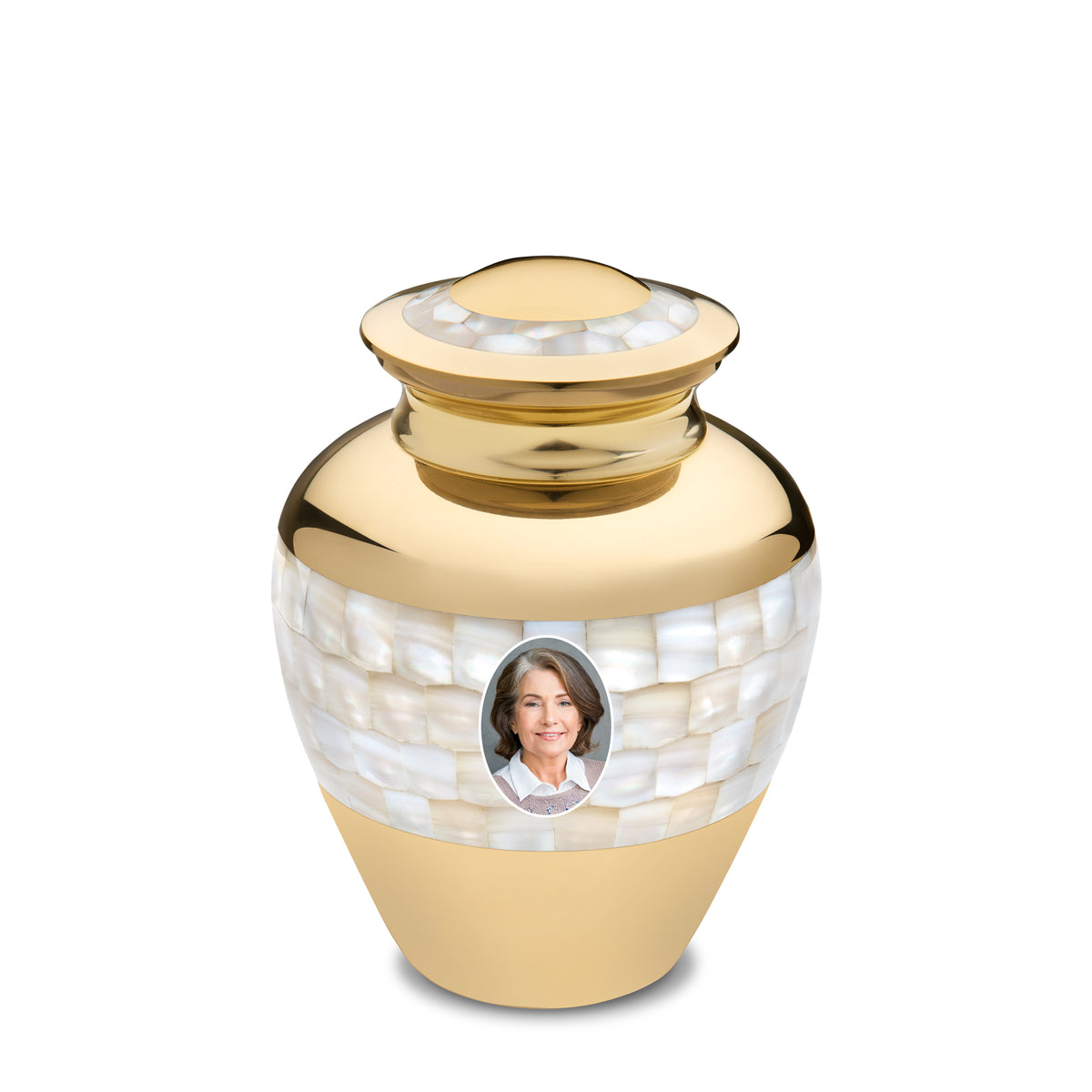 Medium Mother of Pearl Portrait Cremation Urn - COMFORT by LoveUrns