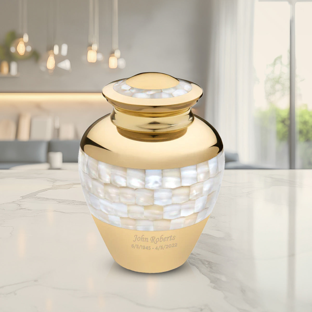 Medium Mother of Pearl Cremation Urn - COMFORT by LoveUrns