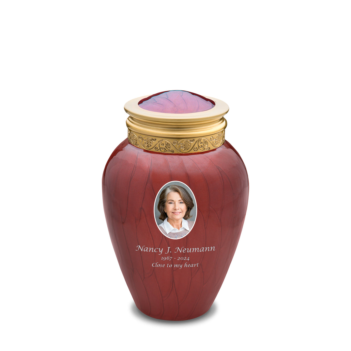 Medium Blessing Portrait Pearl Crimson Cremation Urn