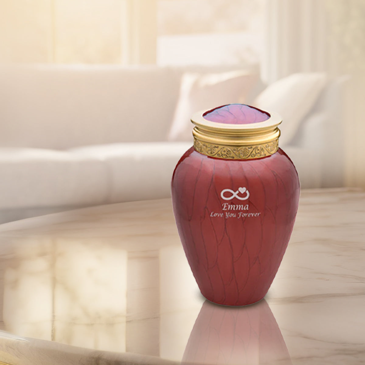 Medium Blessing Pearl Crimson Cremation Urn