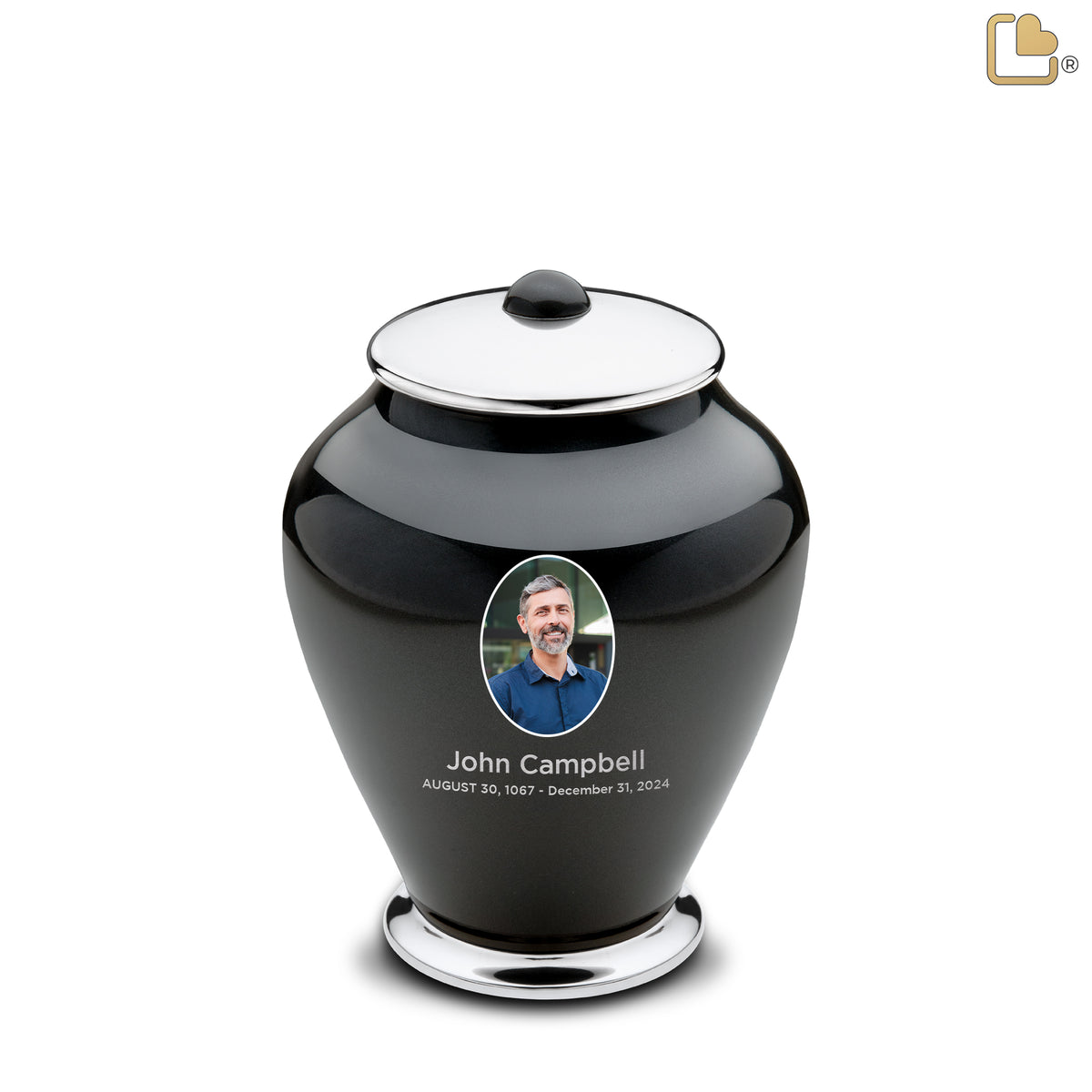 Medium Tall Simplicity Portrait Midnight Cremation Urn - COMFORT by LoveUrns