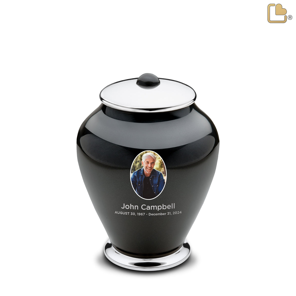 Medium Tall Simplicity Portrait Midnight Cremation Urn - COMFORT by LoveUrns