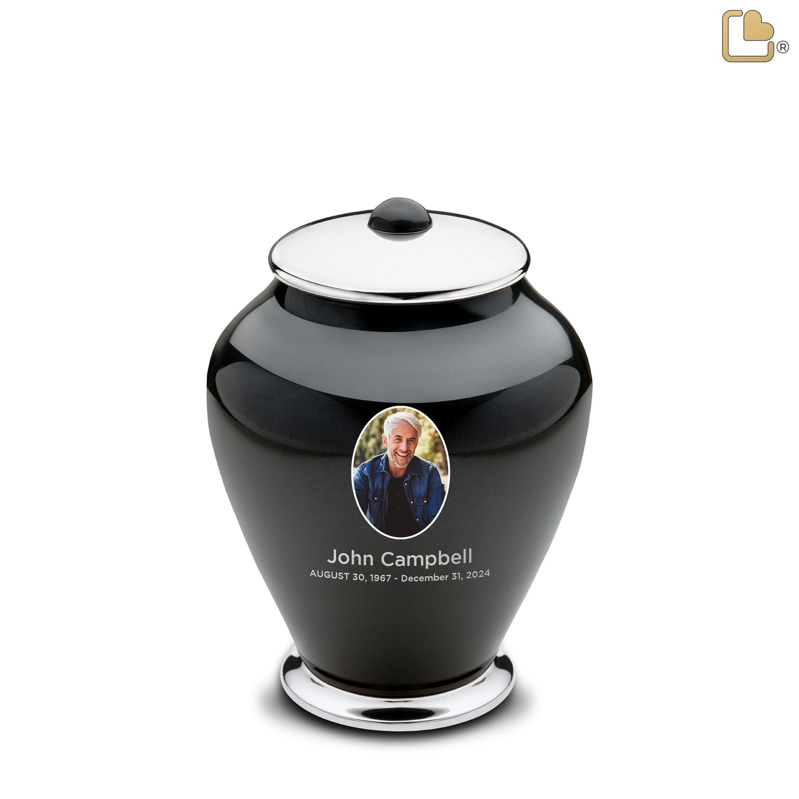 Medium Tall Simplicity Portrait Midnight Cremation Urn - COMFORT by LoveUrns
