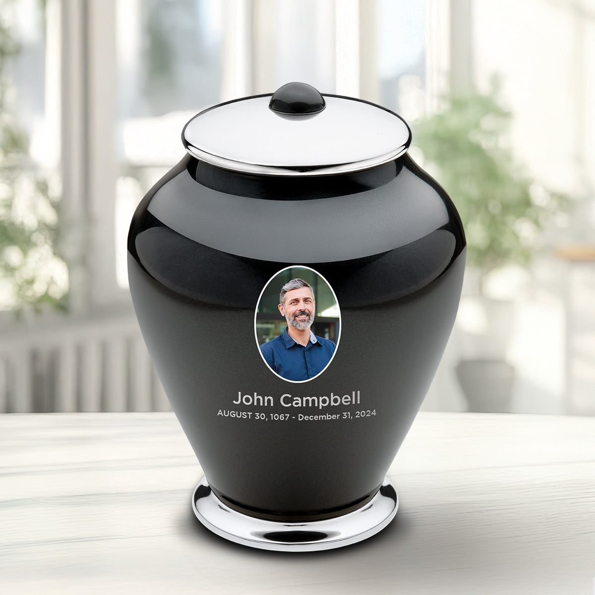 Medium Tall Simplicity Portrait Midnight Cremation Urn - COMFORT by LoveUrns