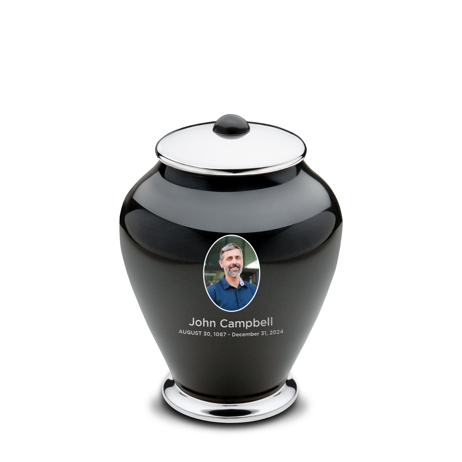 Medium Tall Simplicity Portrait Midnight Cremation Urn - COMFORT by LoveUrns
