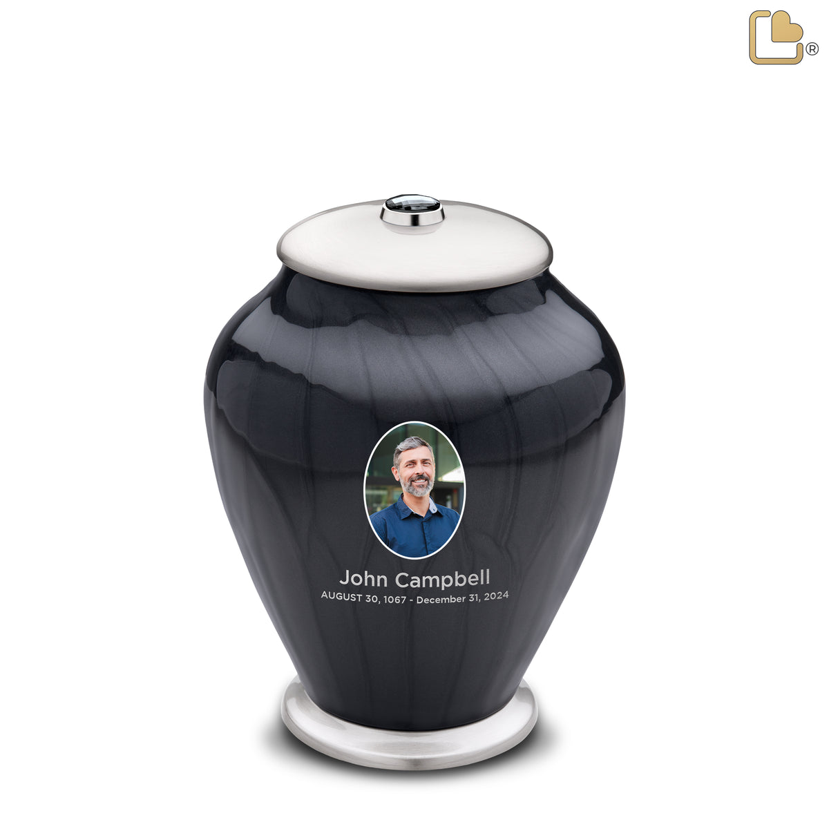 Medium Tall Simplicity Portrait Midnight Pearl Cremation Urn - COMFORT by LoveUrns