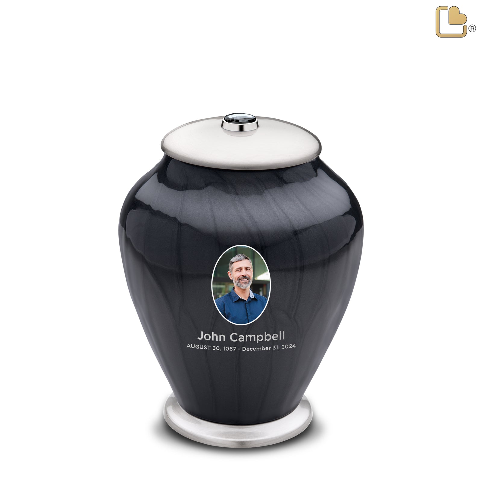 Medium Tall Simplicity Portrait Midnight Pearl Cremation Urn - COMFORT by LoveUrns