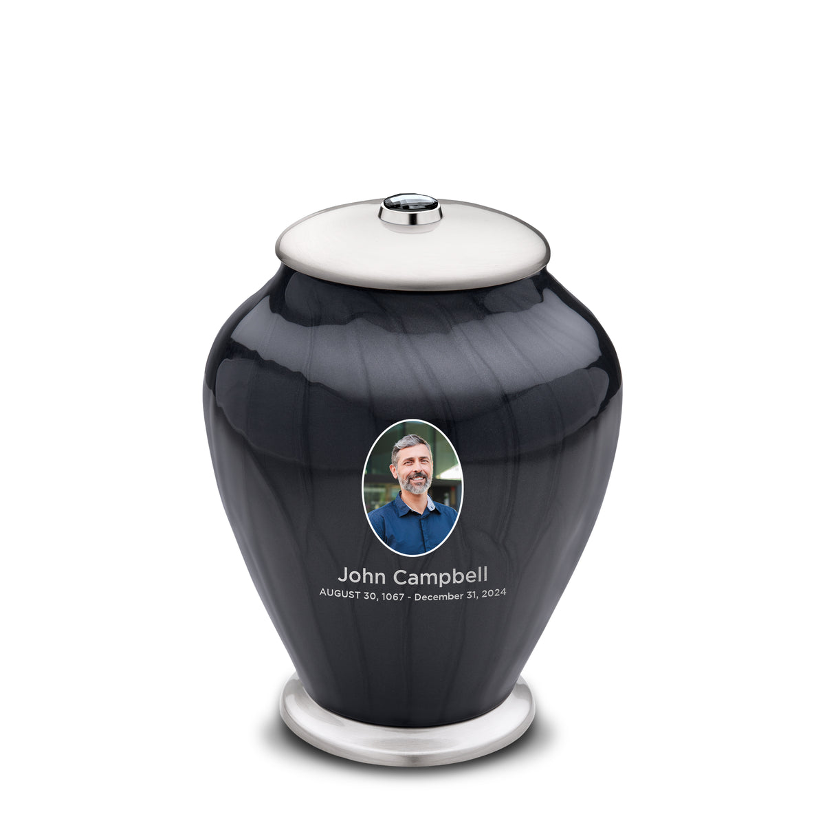 Medium Tall Simplicity Portrait Midnight Pearl Cremation Urn - COMFORT by LoveUrns