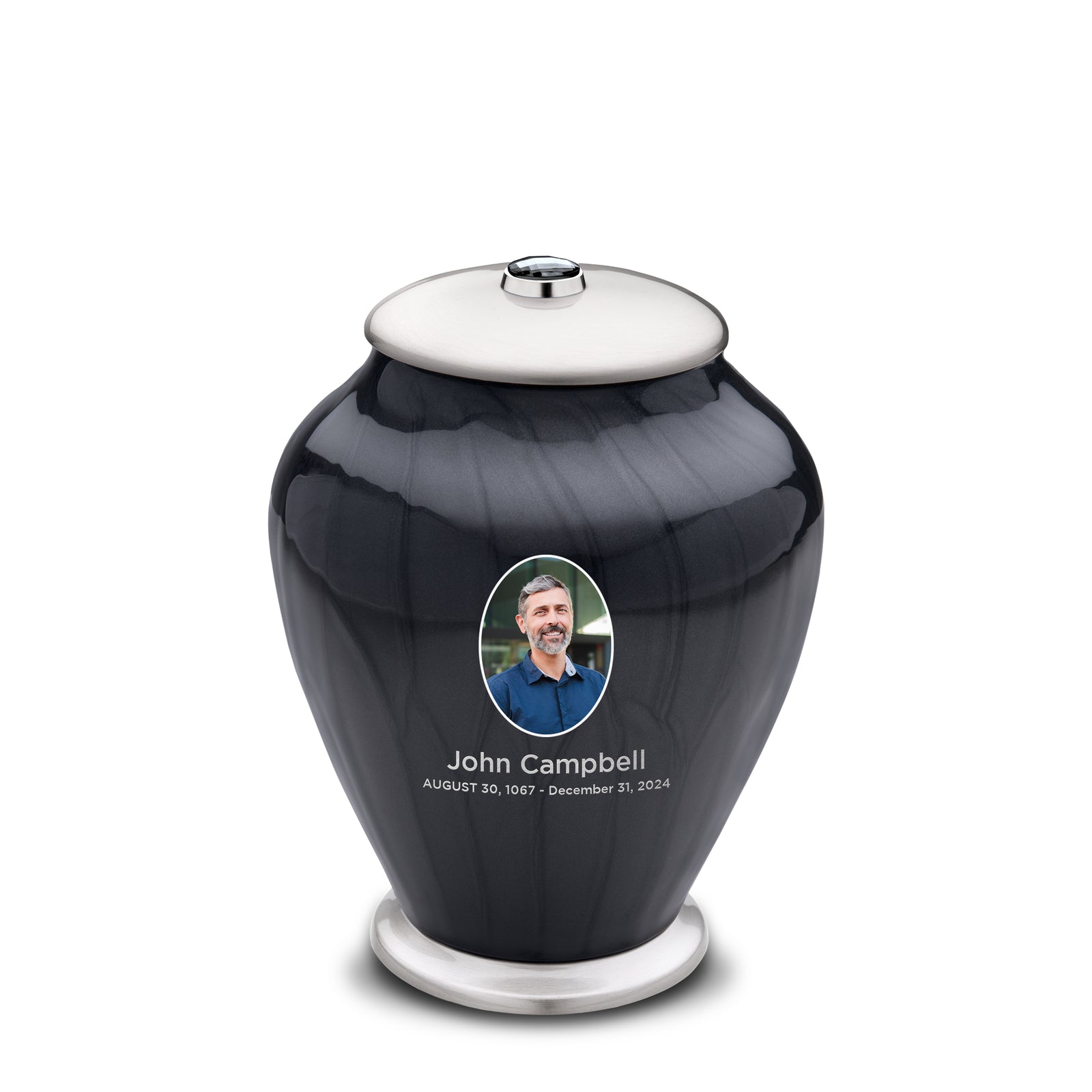 Medium Tall Simplicity Portrait Midnight Pearl Cremation Urn - COMFORT by LoveUrns