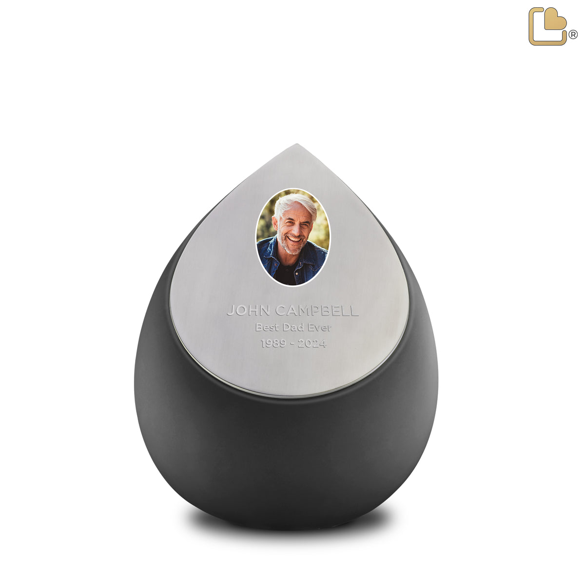 Drop Portrait Medium Urn Black & Brushed Pewter