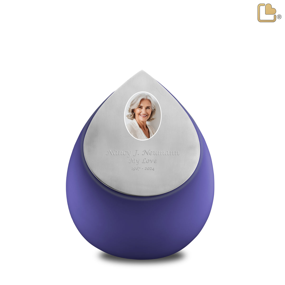 Drop Medium Portrait Urn Navy & Brushed Pewter