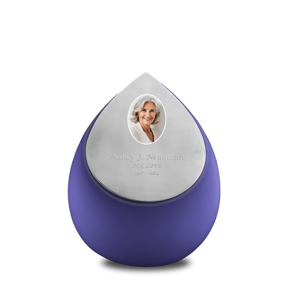 Drop Medium Portrait Urn Navy &amp; Brushed Pewter
