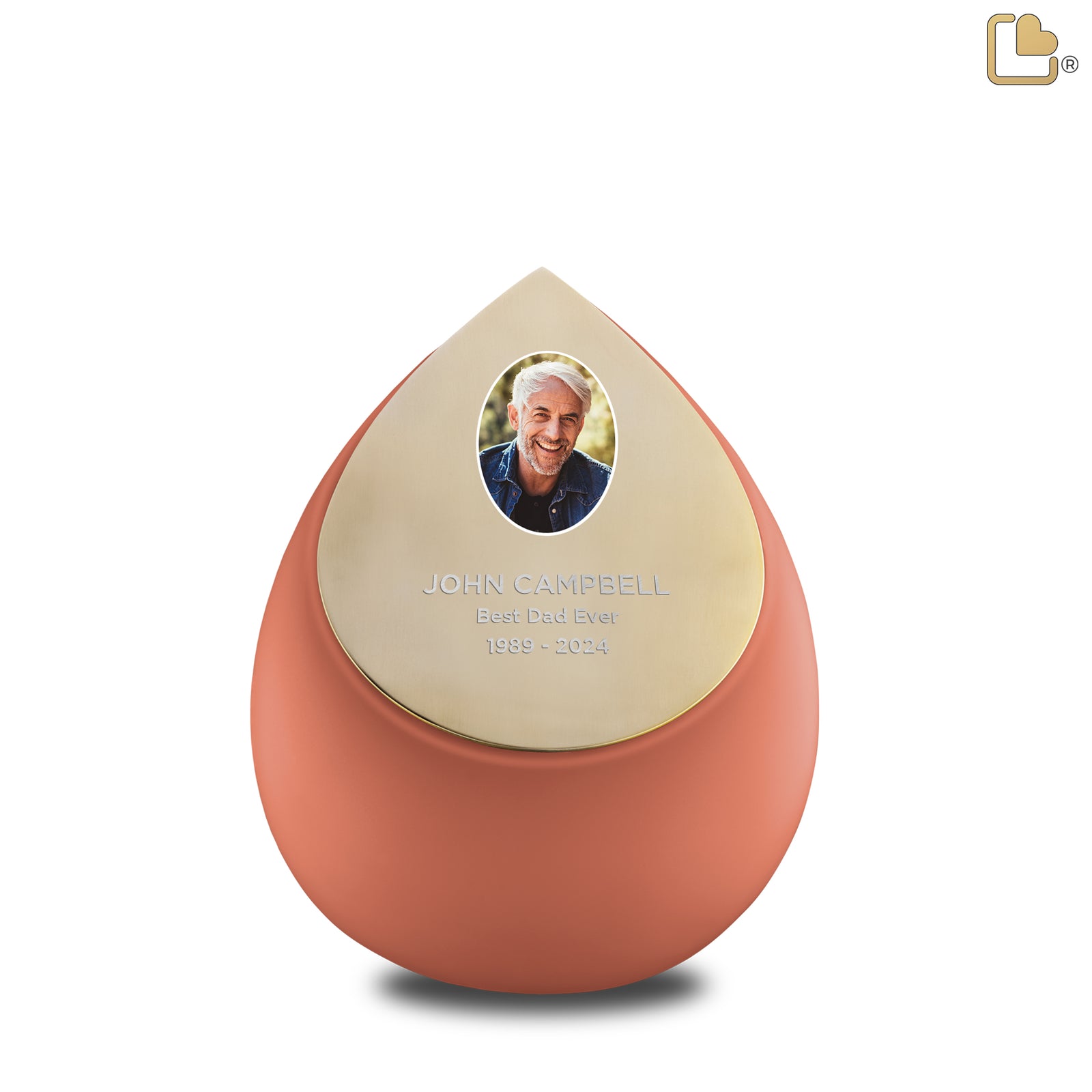 Drop Medium Portrait Urn Terracotta & Brushed Gold