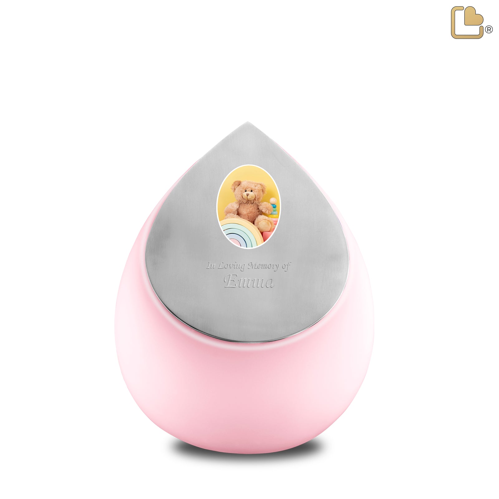 Drop Medium Portrait Urn Pink & Brushed Pewter