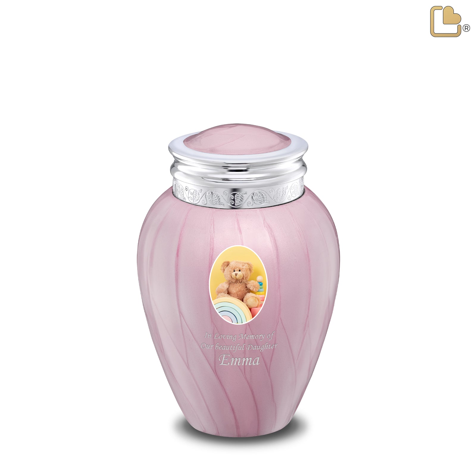Blessing Medium Urn Portrait Pearl Pink & Polished Silver