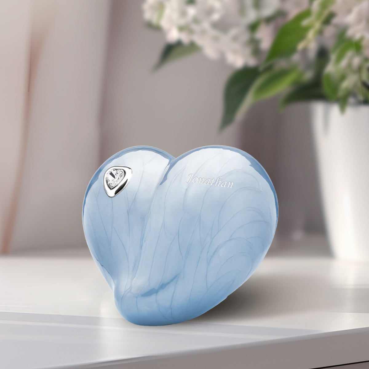 Medium LoveHeart Blue Cremation Urn