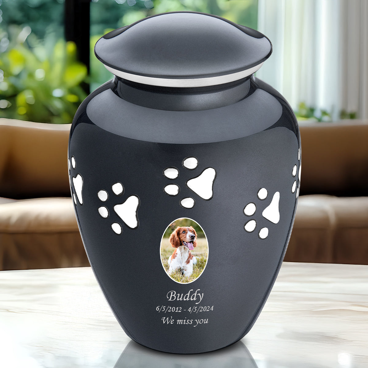 Classic Midnight Portrait Large Pet Cremation Urn