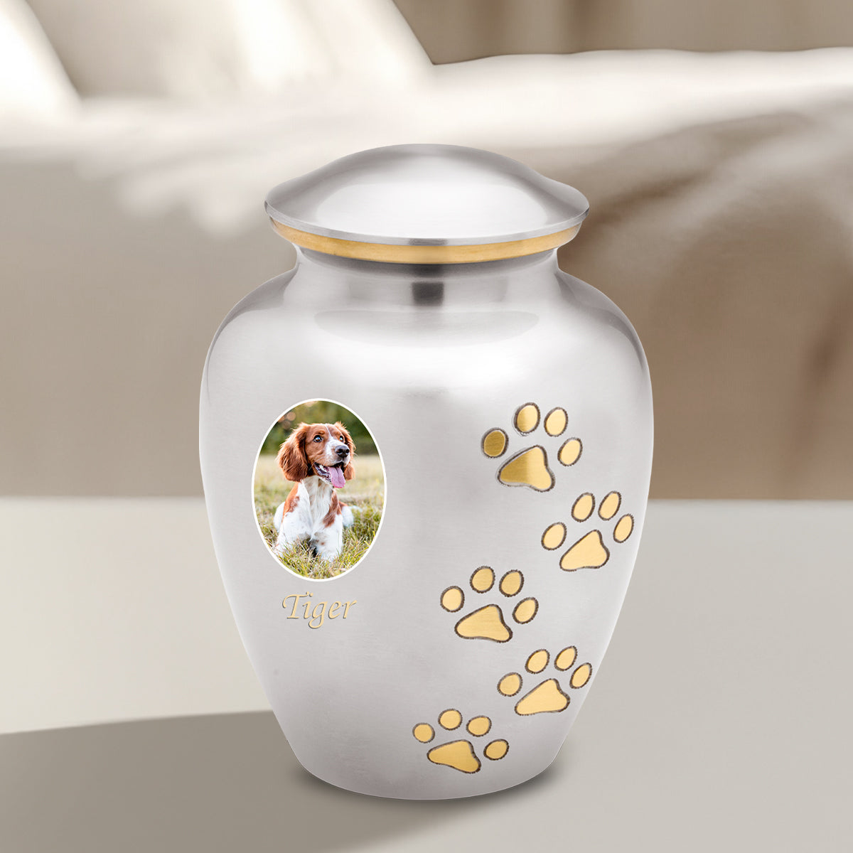 Classic Pewter Portrait Pet Small Urn