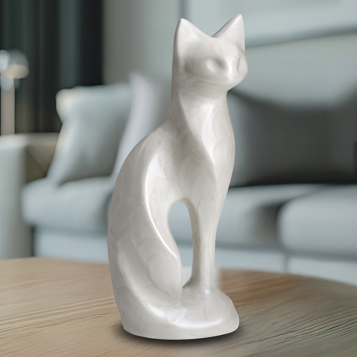 Cat White Pet Urn