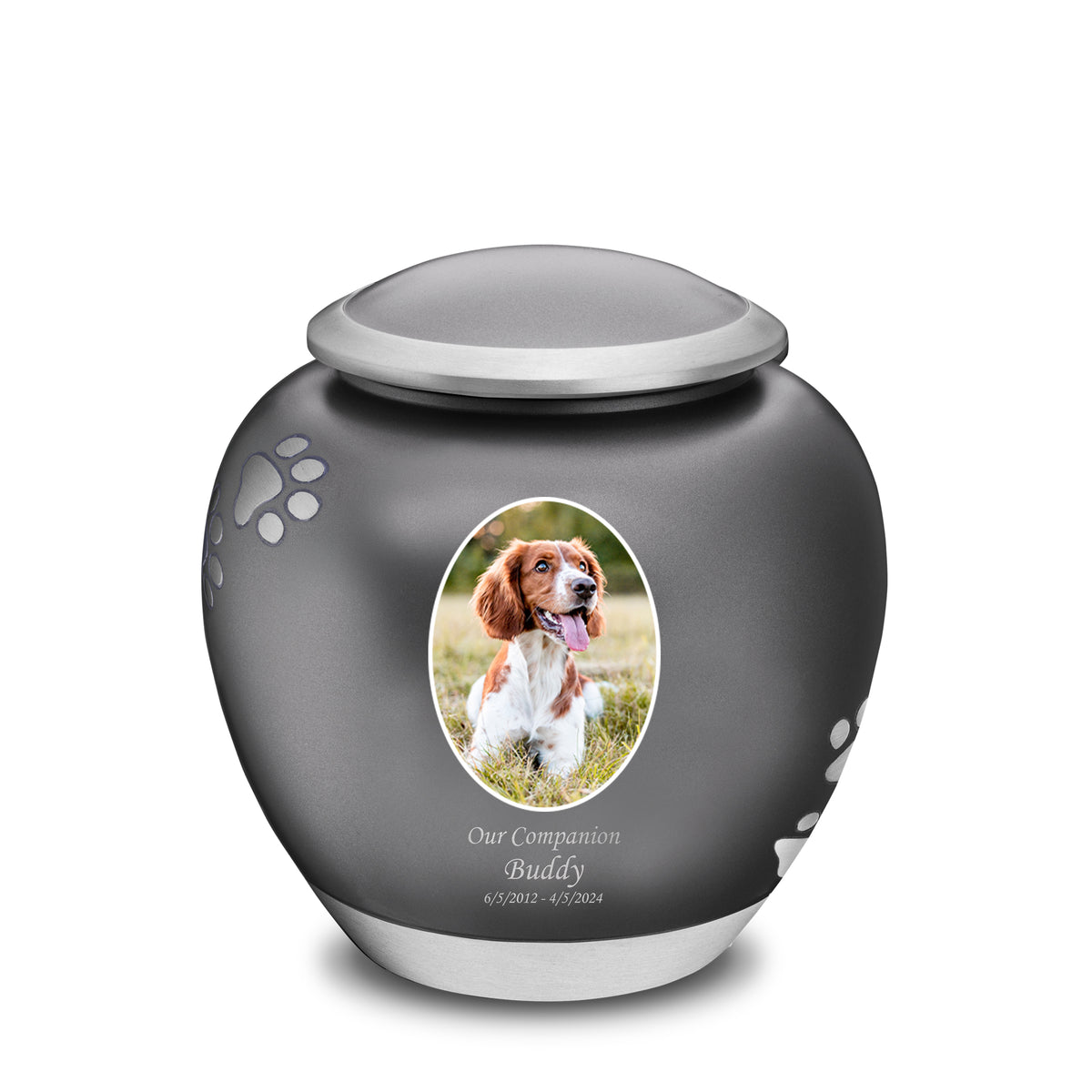 Shadow Large Portrait Pawprint Pet Urn French Grey &amp; Bru Pewter