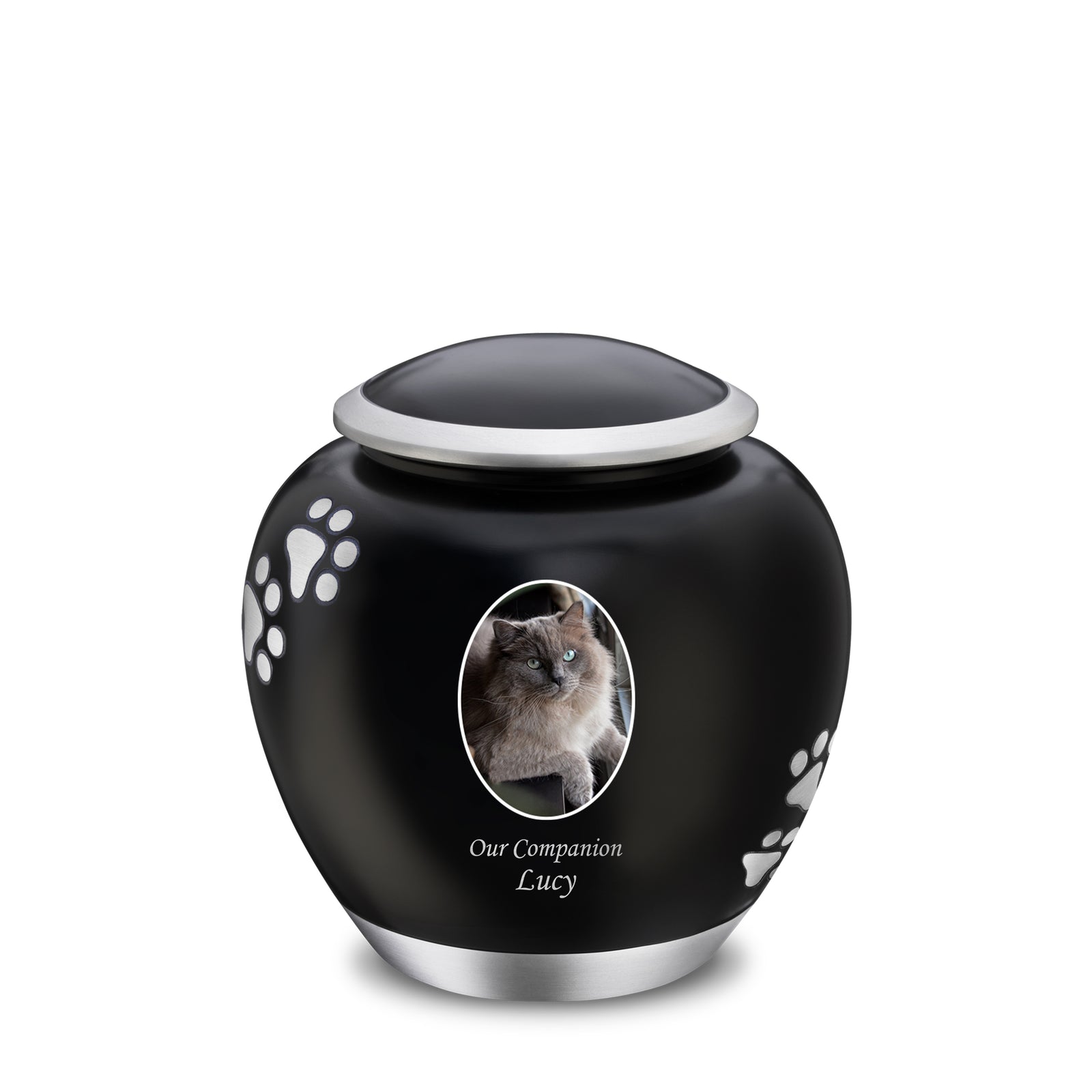 Shadow Medium Portrait Pawprint Pet Urn Black & Bru Pewter