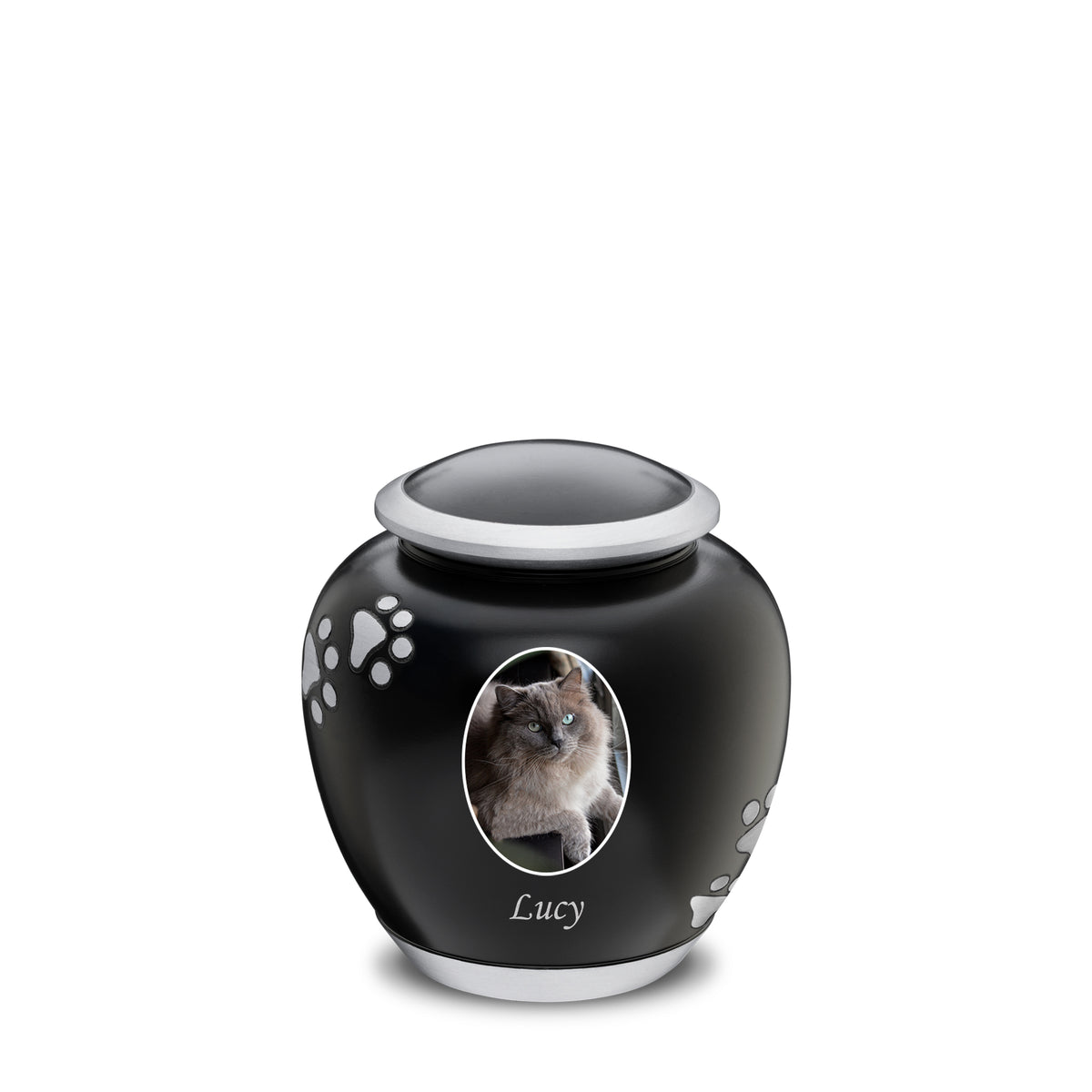 Shadow Small Portrait Pawprint Pet Urn Black &amp; Bru Pewter
