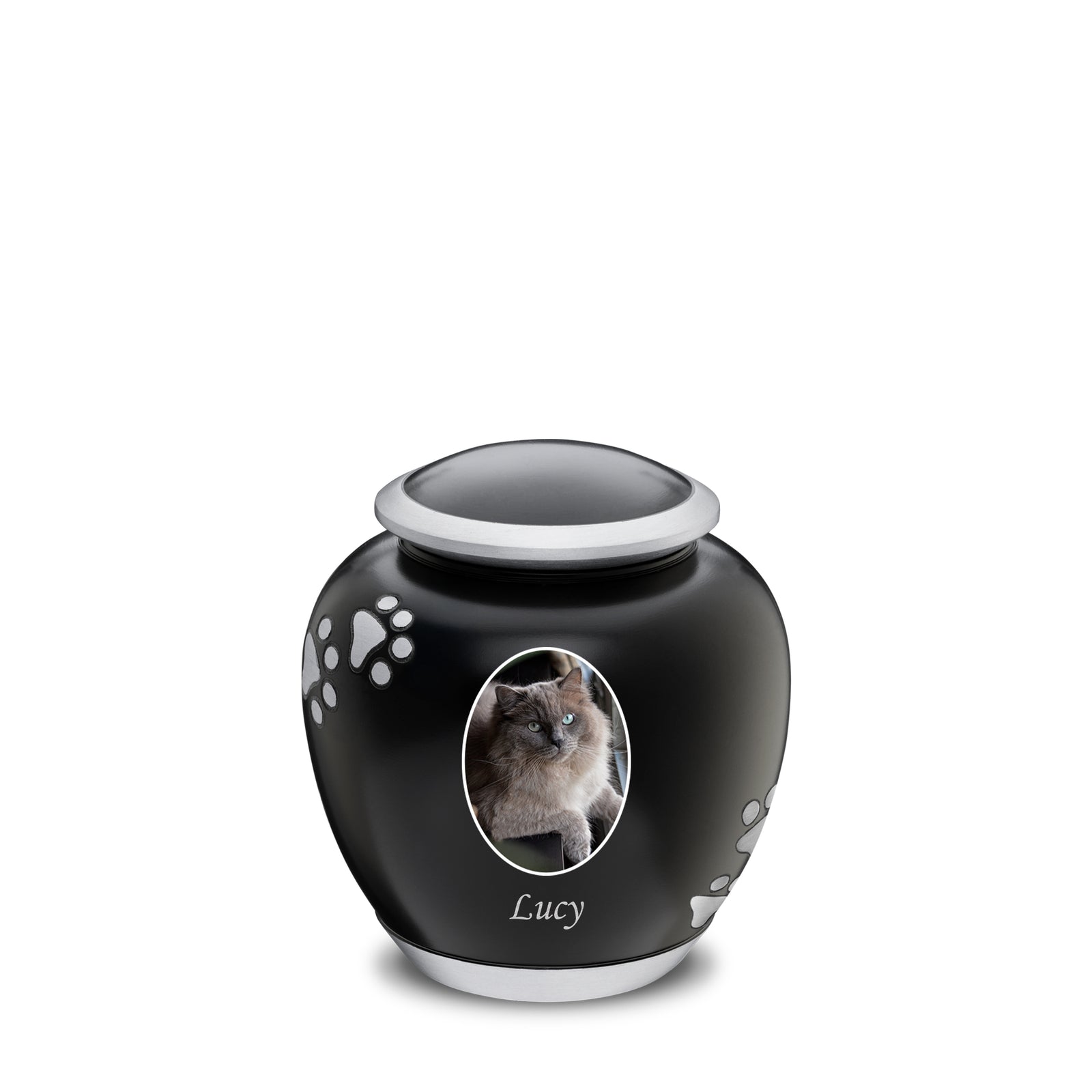 Shadow Small Portrait Pawprint Pet Urn Black & Bru Pewter