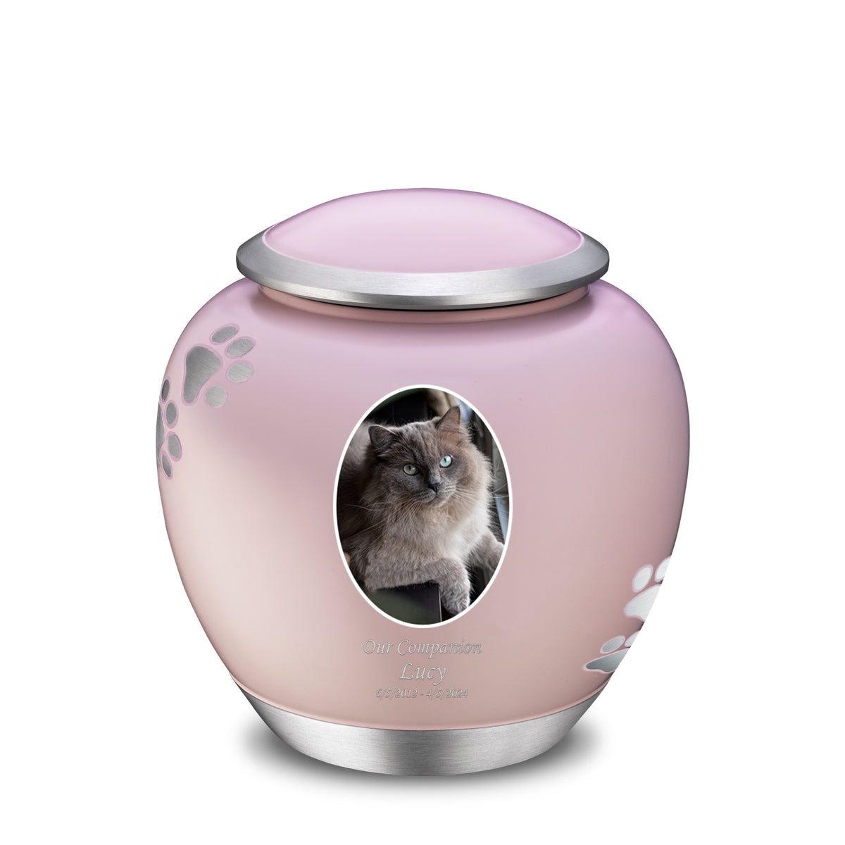 Shadow Large Portrait Pawprint Pet Urn Pink &amp; Bru Pewter