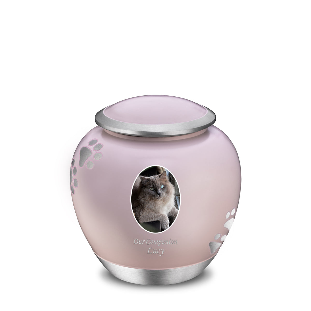 Shadow Medium Portrait Pawprint Pet Urn Pink &amp; Bru Pewter