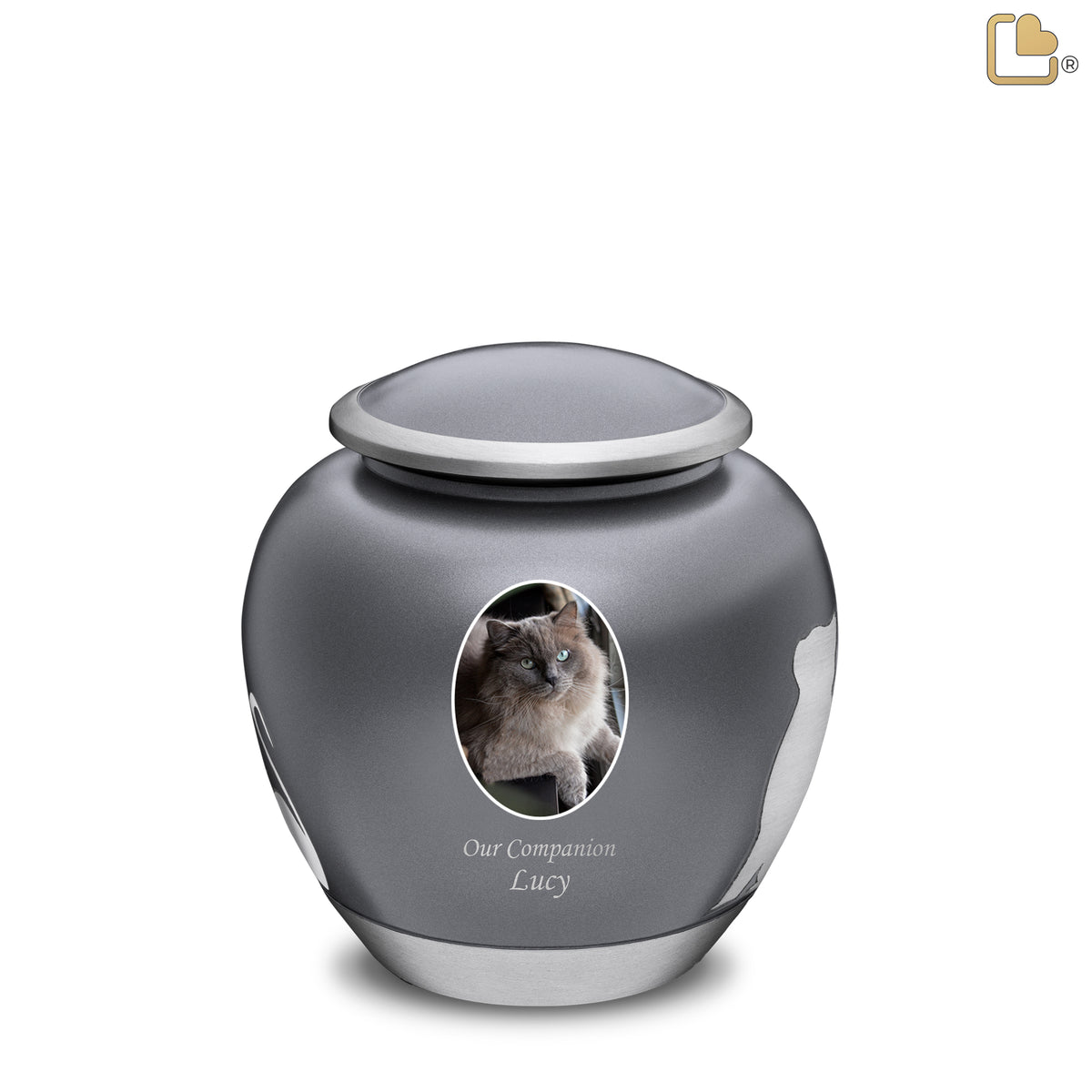 Shadow Medium Portrait Cat Pet Urn French Grey & Bru Pewter