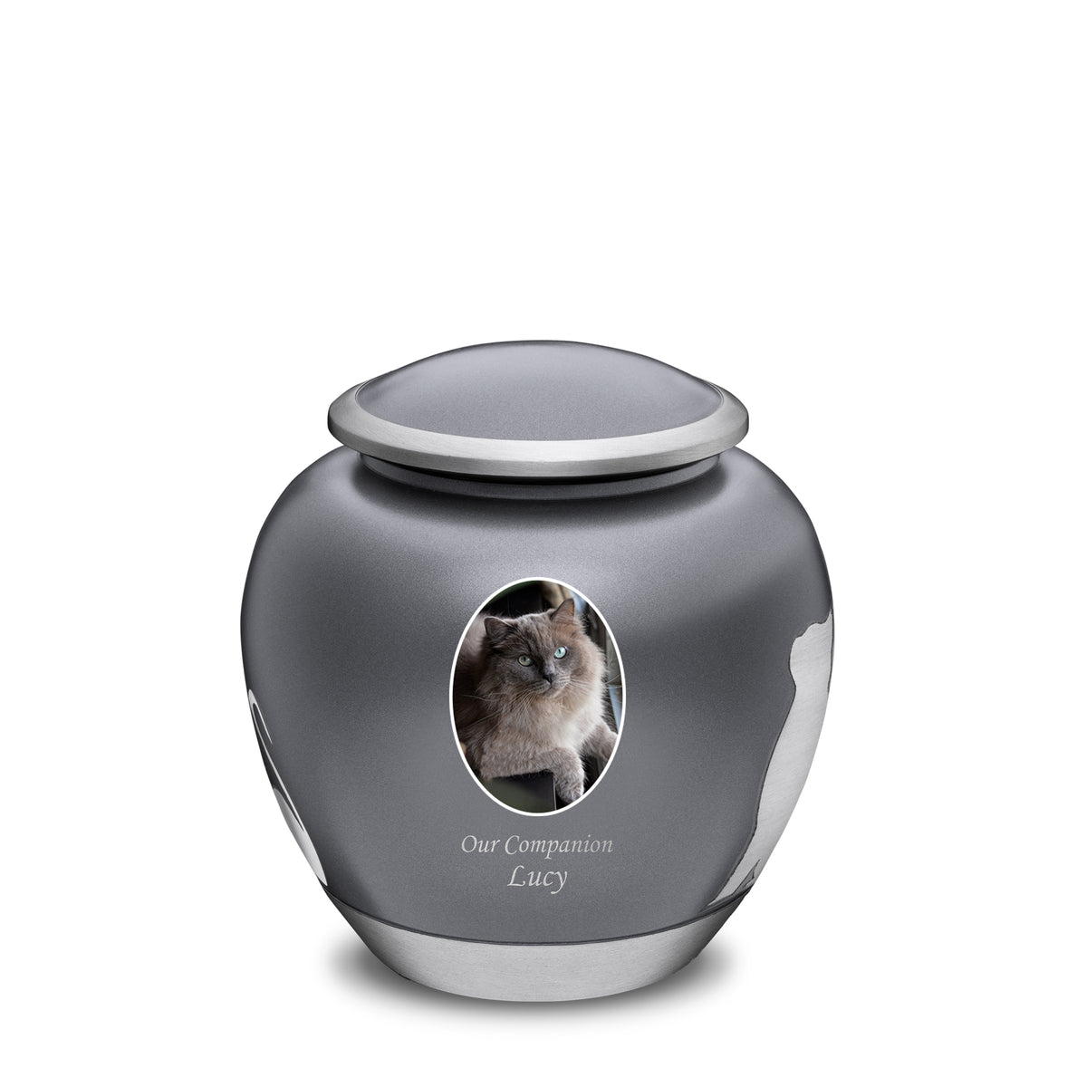 Shadow Medium Portrait Cat Pet Urn French Grey &amp; Bru Pewter