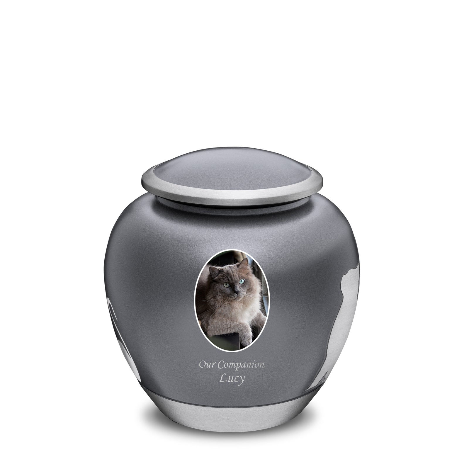 Shadow Medium Portrait Cat Pet Urn French Grey & Bru Pewter