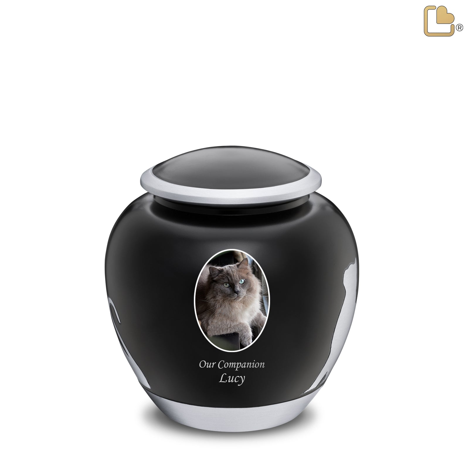 Shadow Medium Portrait Cat Pet Urn Black & Bru Pewter