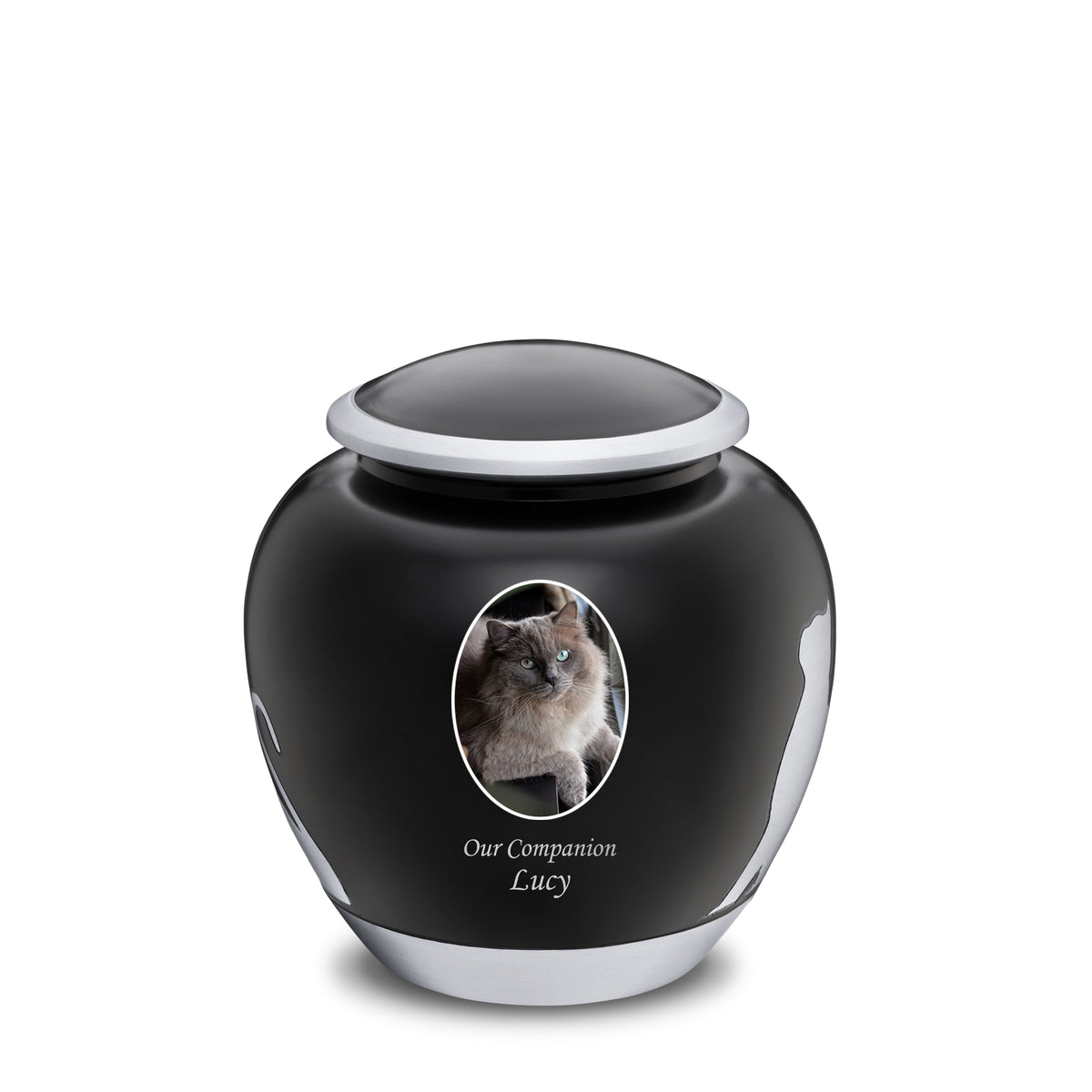Shadow Medium Portrait Cat Pet Urn Black &amp; Bru Pewter