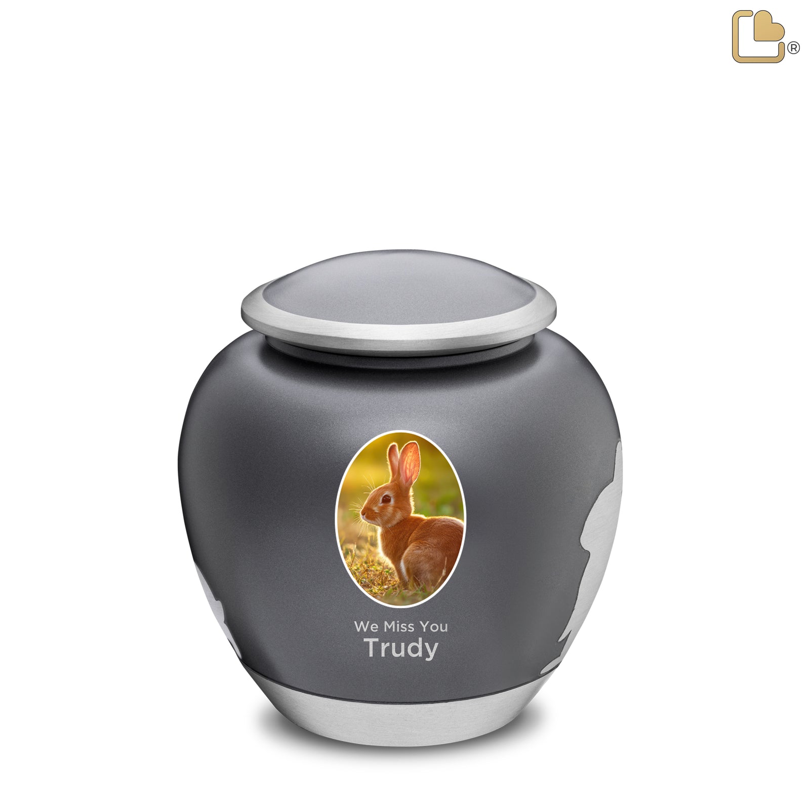 Shadow Medium Rabbit Pet Urn French Grey & Bru Pewter