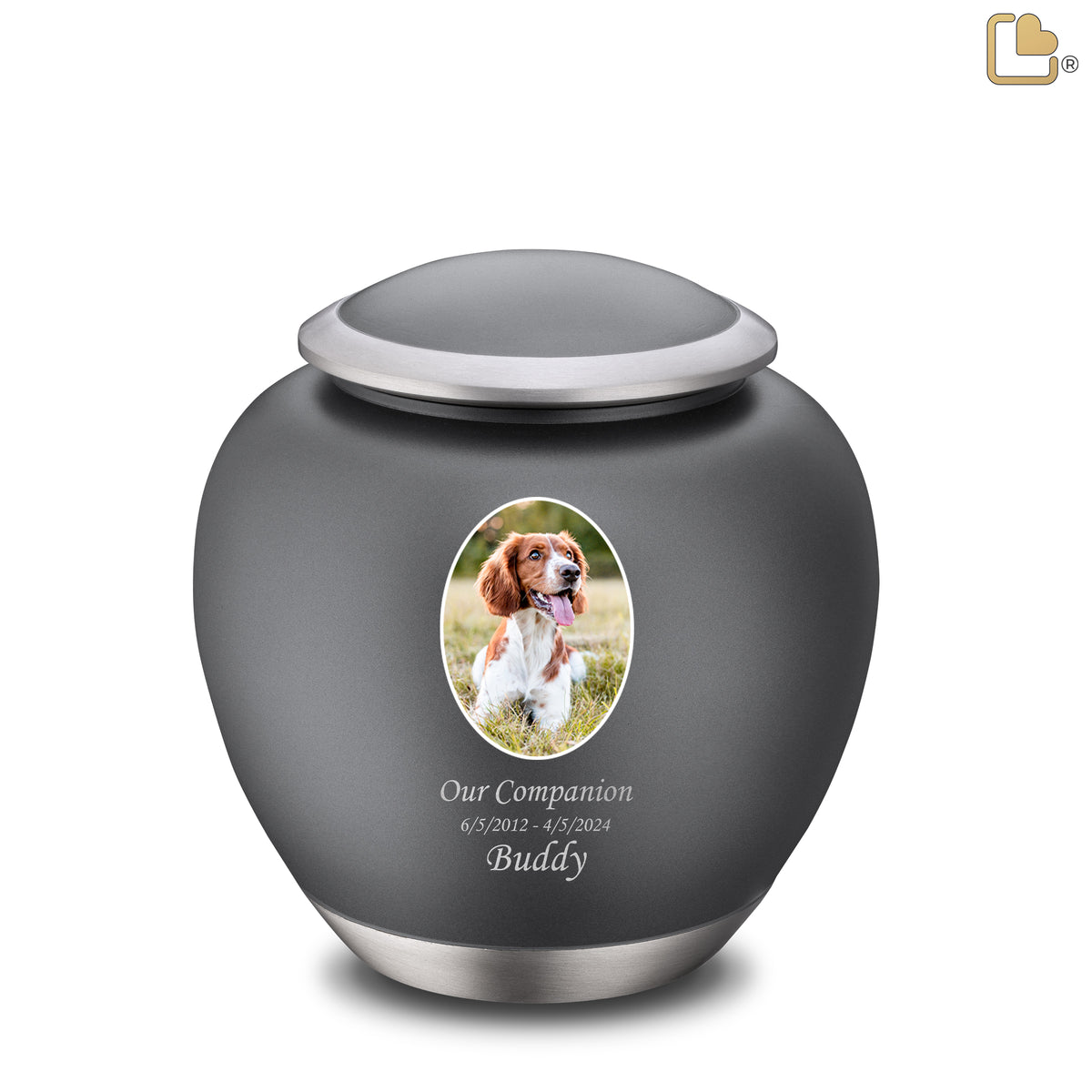 Shadow Large Pet Portrait Urn French Grey & Bru Pewter