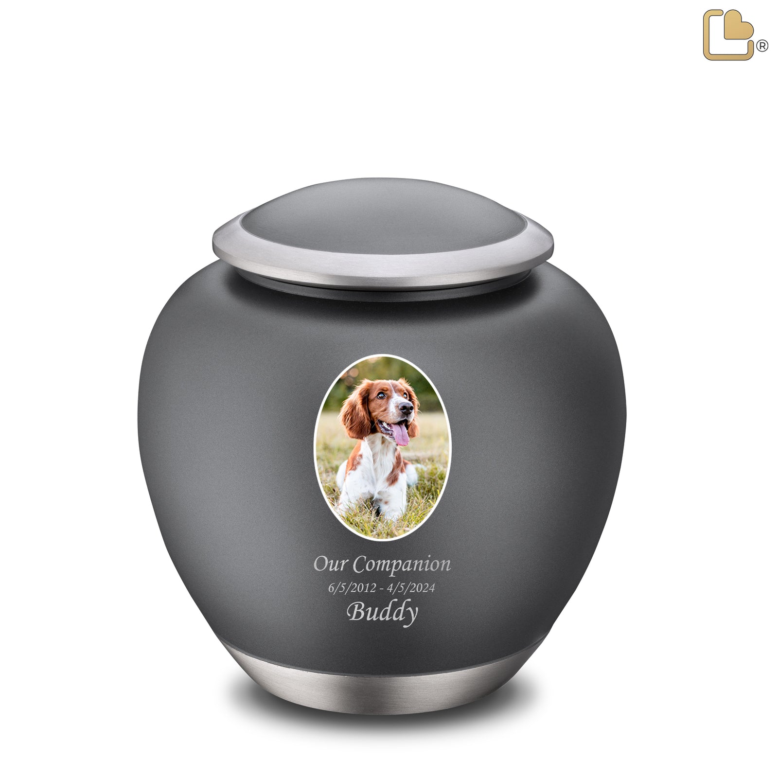 Shadow Large Pet Portrait Urn French Grey & Bru Pewter